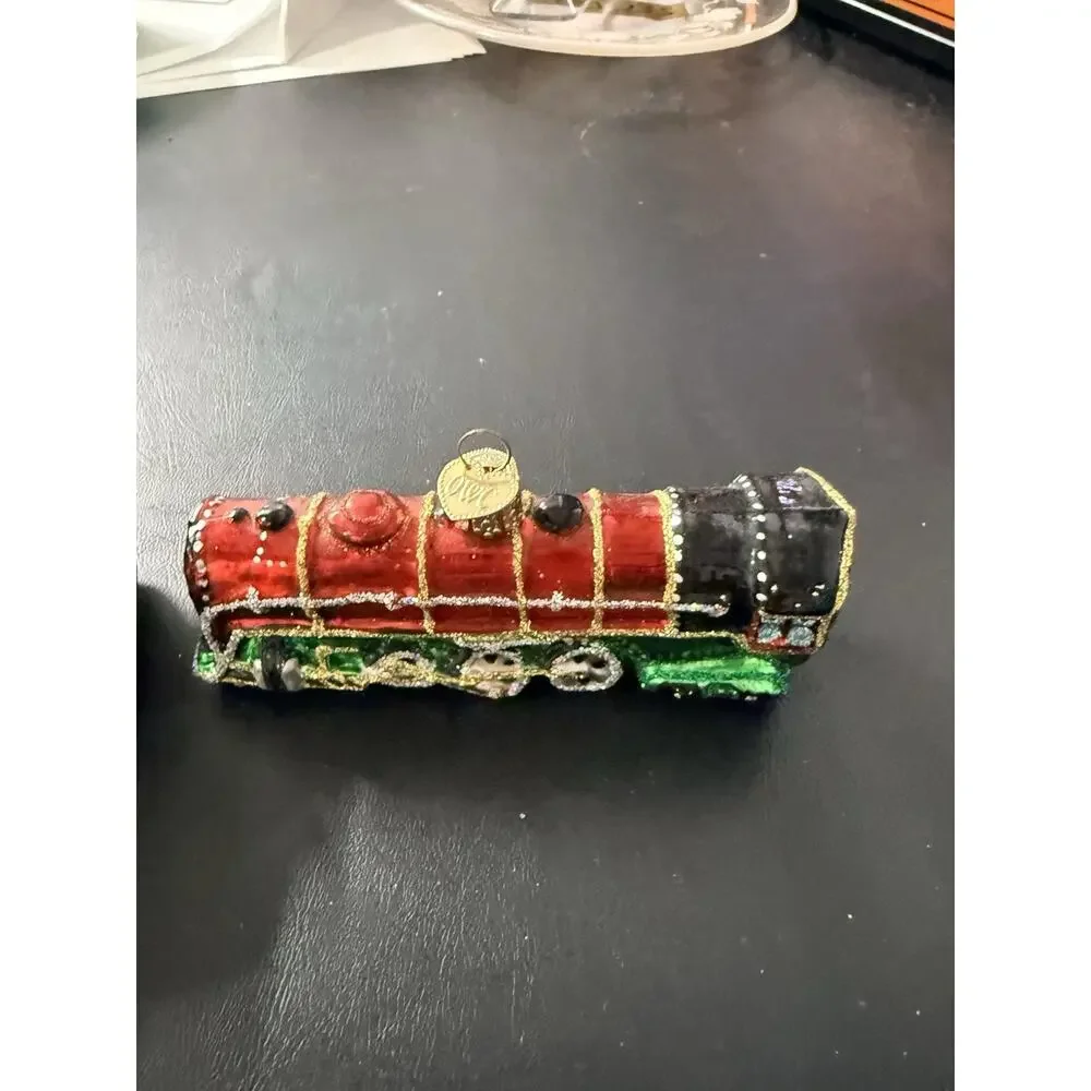 Old World Christmas Hand-Blown Glass Locomotive Train Ornaments, Set of 2
